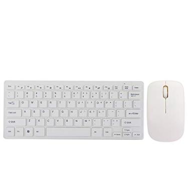 Imagem de Conjunto de mouse de teclado sem fio 2,4 G, conjunto de mouse para teclado com protetor de teclado receptor USB para uso em jogos de escritório (branco)