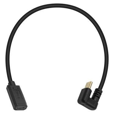 Imagem de Poyiccot Cabo de extensão USB C curto, extensor USB C de 180 graus, 10 Gbps 3A USB 3.1 tipo C macho para fêmea para smartphone, MacBook Pro e carregador USB C, 30 cm