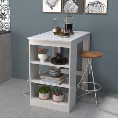 Imagem de Mesa Bancada 2 Lugares com Nichos Nova Mobile Branco