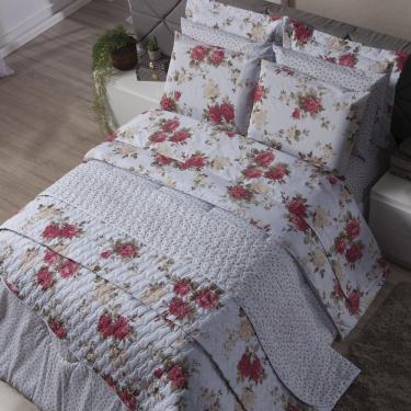 Imagem de Colcha Cobre Leito Cama Casal Queen Dupla Face Mykonos 3 Pcs