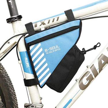Imagem de AKT Bolsa de bicicleta triangular à prova d'água Bolsa frontal de ciclismo Bolsa de bicicleta Bolsa de armação Acessórios de bicicleta, Azul