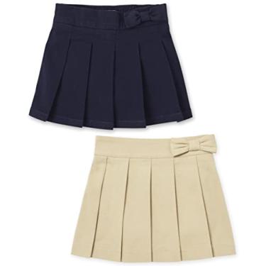 Imagem de The Children's Place Saia plissada com laço de uniforme para bebês meninas, pacote com 2, Sandy/Tidal pacote com 2, 4 Anos