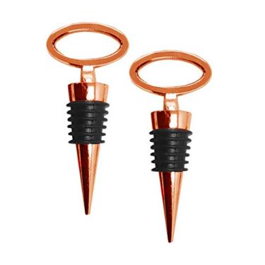 Imagem de Oggi Rolhas de garrafa sólidas superiores – liga de zinco banhada a cobre, vinho