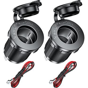 Imagem de KEWIG Pacote com 2 soquetes de isqueiro de 12 V 24 V para carro, barco, acessórios, motocicleta, quadriciclos, caminhão, golfe, carrinho, soquete de tomada de tomada de tomada à prova d'água