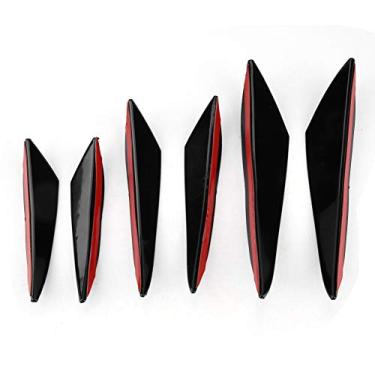 Imagem de 6 peças preto brilhante para carro preto brilhante faca de vento dianteiro pára-choques faca de vento apara barra dianteira spoiler dianteiro universal