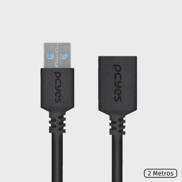 Imagem de Cabo Extensor USB a 3.0 Macho para USB a 3.0 Fêmea 28AWG Puro Cobre 2 Metros - PUAMF3-2