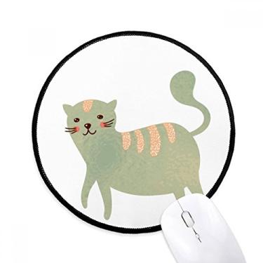 Imagem de Mouse Pad Aquarela Gato Ciano Bonito Animal Desktop Escritório Tapete Redondo Para Computador