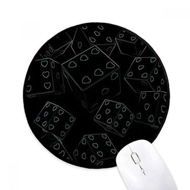 Imagem de DIYthinker Ilustração de dados de jogo de coração mousepad desktop escritório tapete redondo para computador