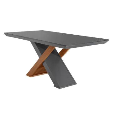 Imagem de Mesa Imperatriz 180x90cm Canto Reto Grafite Imbuia Rufato