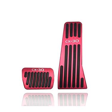 Imagem de GZBFTDH Pedal acelerador do pé esquerdo do carro, compatível com Mazda CX30 CX-30 acessórios 2019-2023 pastilhas de freio de alumínio antiderrapante para descanso de pé peças automotivas (vermelho)