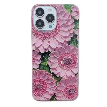 Imagem de Capa de telefone para iPhone14 Pro Max pintura a óleo padrão de flores compatível com iPhone 14 11 12 13 Pro Max XS XR X 8 7 Plus SE capa macia antiqueda (flor 4, iPhone 14)