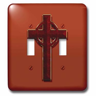 Imagem de 3dRose lsp_110038_2 Linda Cruz Celta, Aparência de Joias Finas, Estampa de Mármore Carmesim, Acabamento Dourado em Fundo Vermelho