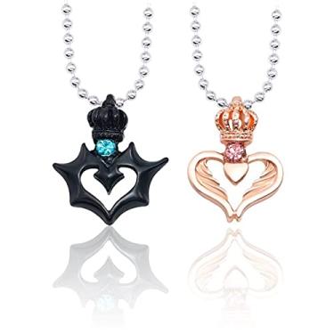 Imagem de CNBPIC Casal Colar Rei Rainha Melhor Amigo Coração Em Forma de Pingente Amizade Joias