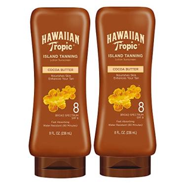 Imagem de Hawaiian Tropic Island Tanning Lotion Protetor solar FPS 8, 227 g | Loção bronzeadora ao ar livre com FPS, protetor solar FPS 8, protetor solar livre de oxibenzona, pacote duplo de 227 g