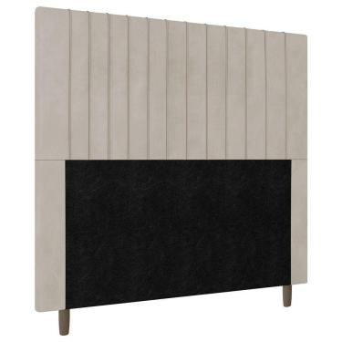 Imagem de Cabeceira Cama Box Casal Nala 140cm Veludo Bege - Abmaza