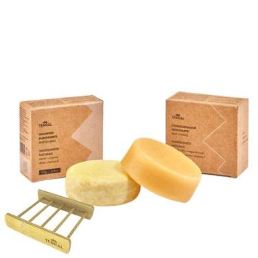 Imagem de Kit Shampoo Condicionador Sólido + Saboneteira Bamboo Terral - Terral