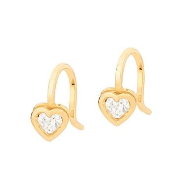 Imagem de Brinco Rommanel Banhado Ouro Gancho Coração Com Crista Azul Adulto/Infantil 522372