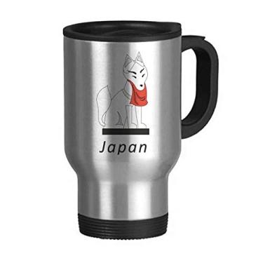 Imagem de Caneca de viagem japonesa famosa raposa local, tampa de aço inoxidável, copo de carro