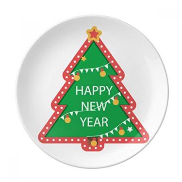 Imagem de Placa de retrato de desenho animado de árvore de Natal decorativa de porcelana Salver louças de jantar