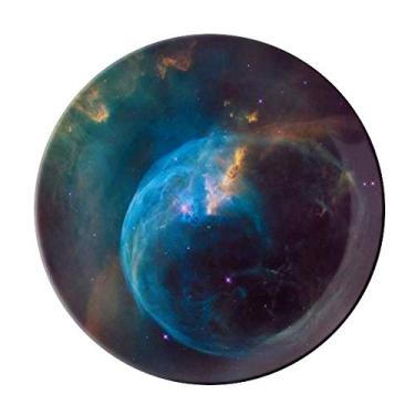 Imagem de Prato decorativo azul marrom planeta nebulosa azul louça salver louça jantar