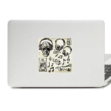 Imagem de Adesivo de vinil para laptop com estampa de instrumento musical de caveira para decoração de PC