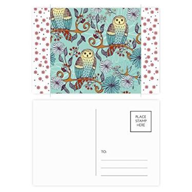 Imagem de Cartão postal Blue Flower Owl Protect Animal Pet Lover Natal Natal Flor Celebração Cartão Bênção