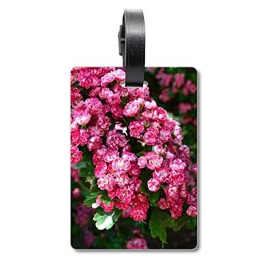 Imagem de Flores rosas lindas folhas verdes bolsa de mala etiqueta cartão de bagagem pendurado Scutcheon etiqueta