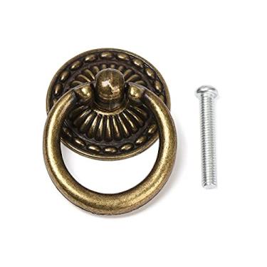 Imagem de Estilo Retro Anel Alças de Bronze Guarda-roupa Puxa Gabinete de Furo Único Puxar Maçanetas Auxiliares Multiuso para Móveis Duráveis, 2