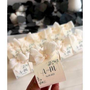 Imagem de Kit c/ 25 Lembrancinha Vela Bubble Personalizada(Casamento/Batizado/Aniversario/Corporativa) Branca