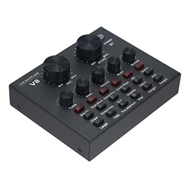 Imagem de Placa de som externa V8 Microfone de telefone móvel USB ao vivo para computador móvel Interface de áudio com BT para canto on-line, bate-papo, streaming de vídeo ao vivo, gravação de música