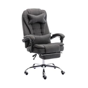 Imagem de Cadeira de escritório tecido moderno cadeira de escritório em casa cadeira giratória reclinável cadeira ergonômica com apoio para os pés e apoios de braços cadeiras de mesa (cor: cinza)