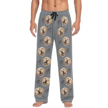 Imagem de Calças de pijama personalizadas para homens com foto personalizada laranja calça de pijama masculina, Cinza, XXG