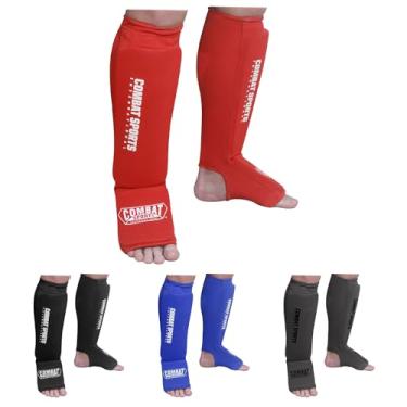 Imagem de Combat Sports Protetores acolchoados para canela e peito do pé, elásticos, absorventes de impacto com suporte confortável, ideal para MMA, Muay Thai e artes marciais, equipamento lavável de MMA para