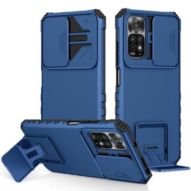 Imagem de Capa de telefone para xiaomi, para redmi note 12 11 11s 10 10s 10c a1 9a 9c 9t poco x5, capa de suporte de proteção de janela push, azul, para poco m5s
