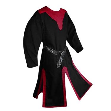 Imagem de Fantasia Medieval Masculina Túnica Templária Renascentista Cavaleiro Viking Pirata Vintage Guerreiro Halloween LARP Tops, Cor da imagem, XXG