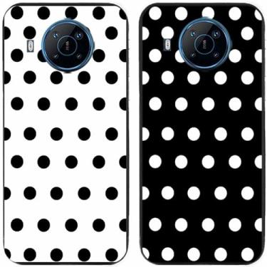 Imagem de 2 peças preto branco bolinhas impressas TPU gel silicone capa de telefone traseira para Nokia todas as séries (Nokia X100)