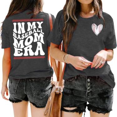 Imagem de Camisetas de beisebol Mom Women in My Baseball Mom Era, camisetas engraçadas de beisebol com estampa de mamãe, Coração cinza 5, P