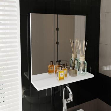 Imagem de Espelheira Para Banheiro Com Prateleira 45X46,5cm Branco - Tecno Mobil