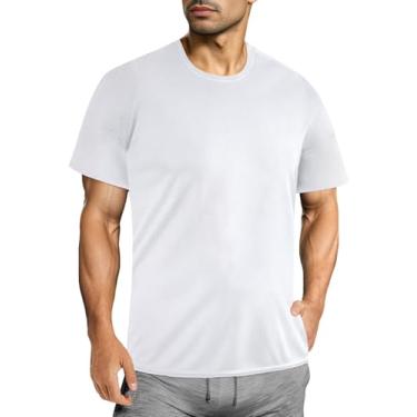 Imagem de Deer Lady Camiseta masculina com FPS 50+ para ginástica, atlética, manga curta, malha muscular com absorção de umidade, Branco, GG