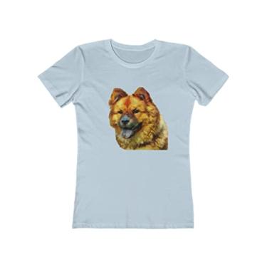 Imagem de Camiseta feminina de algodão torcido Chow 'Chung' da Doggylips, Azul claro liso, XXG