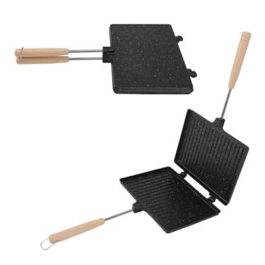Imagem de Sanduicheira quente, sanduicheira manual multifuncional dupla face evita vara torradeira manual sanduicheira para casa ao ar livre camping torrada, waffle, café da manhã