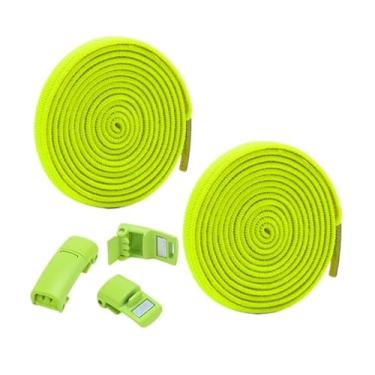 Imagem de Cadarços De Fivela Tonal Cadarços Elásticos Tênis Sem Cadarço Cadarço Rápido Infantil Adulto Cadarço Preguiçoso Esporte Cadarços De Borracha(Fluorescent green)