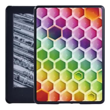 Imagem de Capa rígida para Kindle 10ª/8ª geração/Kindle Paperwhite 1 5th/2 6th/3 7th/4 10th Tablet Capa protetora durável (28.3D Art-Hexagon, Paperwhite 1 2 3)