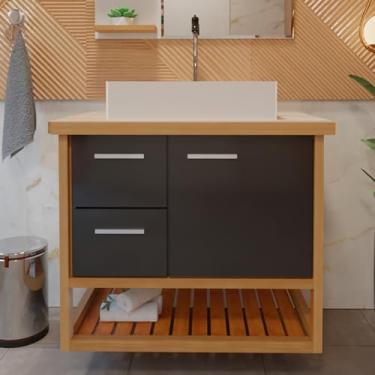 Imagem de Gabinete Toucador Para Banheiro Pretty 69,5cm Com Cuba Branco/Grafite