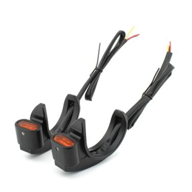 Imagem de FINMOKAL Garfo dianteiro para motocicleta, amortecedor de choque, luz de seta de LED frontal 39-41 mm, adequado para Harley (amarelo)
