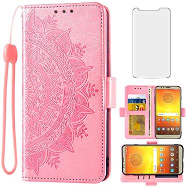 Imagem de Asuwish Compatível com Moto E5/G6 Play/MotoG6 Forge Capa carteira de vidro temperado protetor de tela flip alça de pulso capa de celular para Motorola MotoG6Play Moto6 G 6 6G G6Play MotoE5 5E ouro