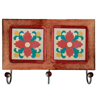 Imagem de Cabideiro De Parede Rustico Ladrilho Hidraulico Para Roupas Bolsas Chaves (i3)