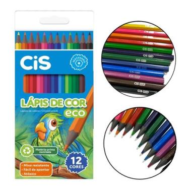Imagem de Lápis de Cor Escolar 12 Cores Cis Ecolápis sextavado Reciclado