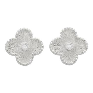 Imagem de Brinco Flor Trevo Virgínia Blogueira Médio Banhado Prata 925 - Papillo