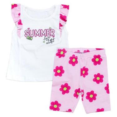 Imagem de Roupa de Verão Bebê Menina - Conjunto Floral Creme - Fantoni, G, Creme